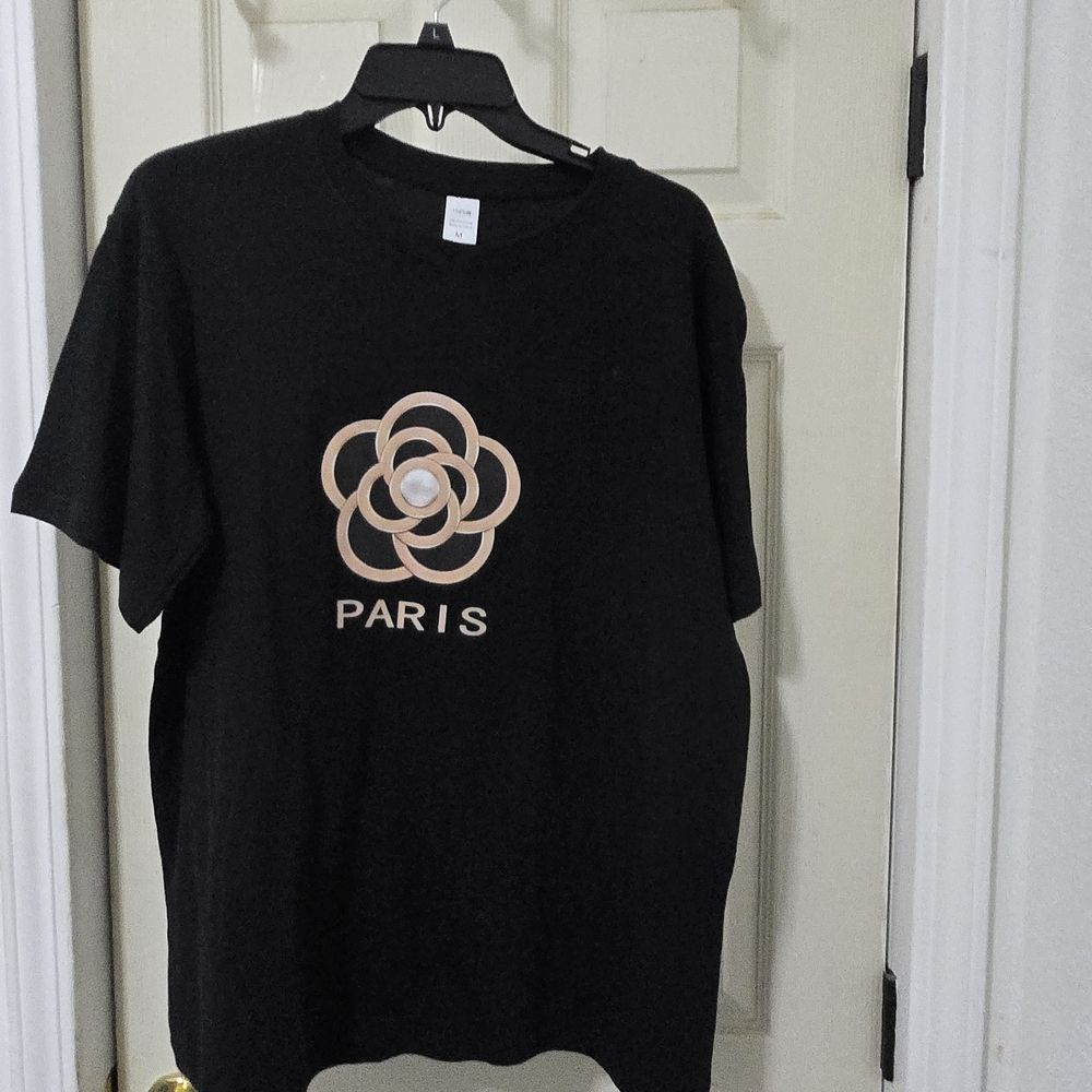 Bespoke Black Tee with Gold Paris Design